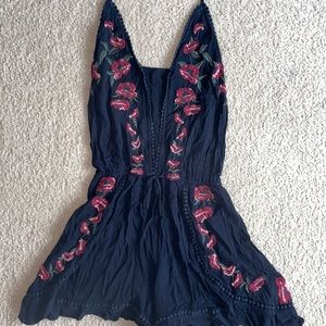 American Eagle Halter Top Romper w/ Flowers (Size M)